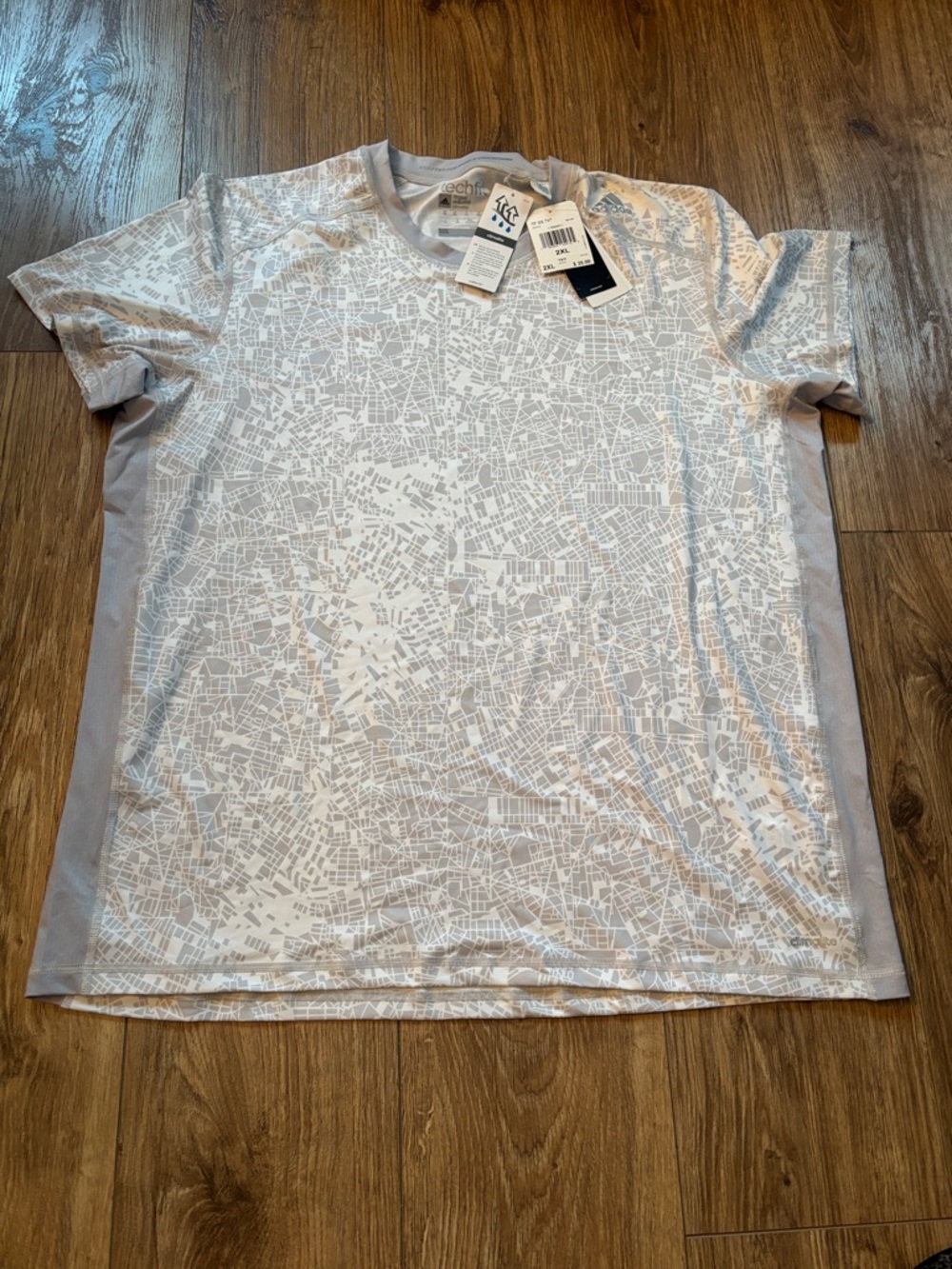 NWT Adidas Light Gray All-Over Print Short Sleeve Tee Sz 2XL